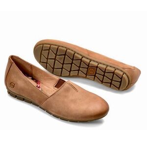 Women's Tan Leather Slip-On Shoes
